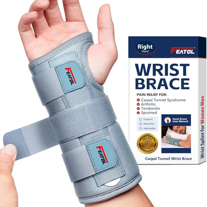 Wrist Brace Carpal Tunnel for Women Men, Adjustable Night Sleep Support Brace with Splints Left Hand, Large/X-Large
