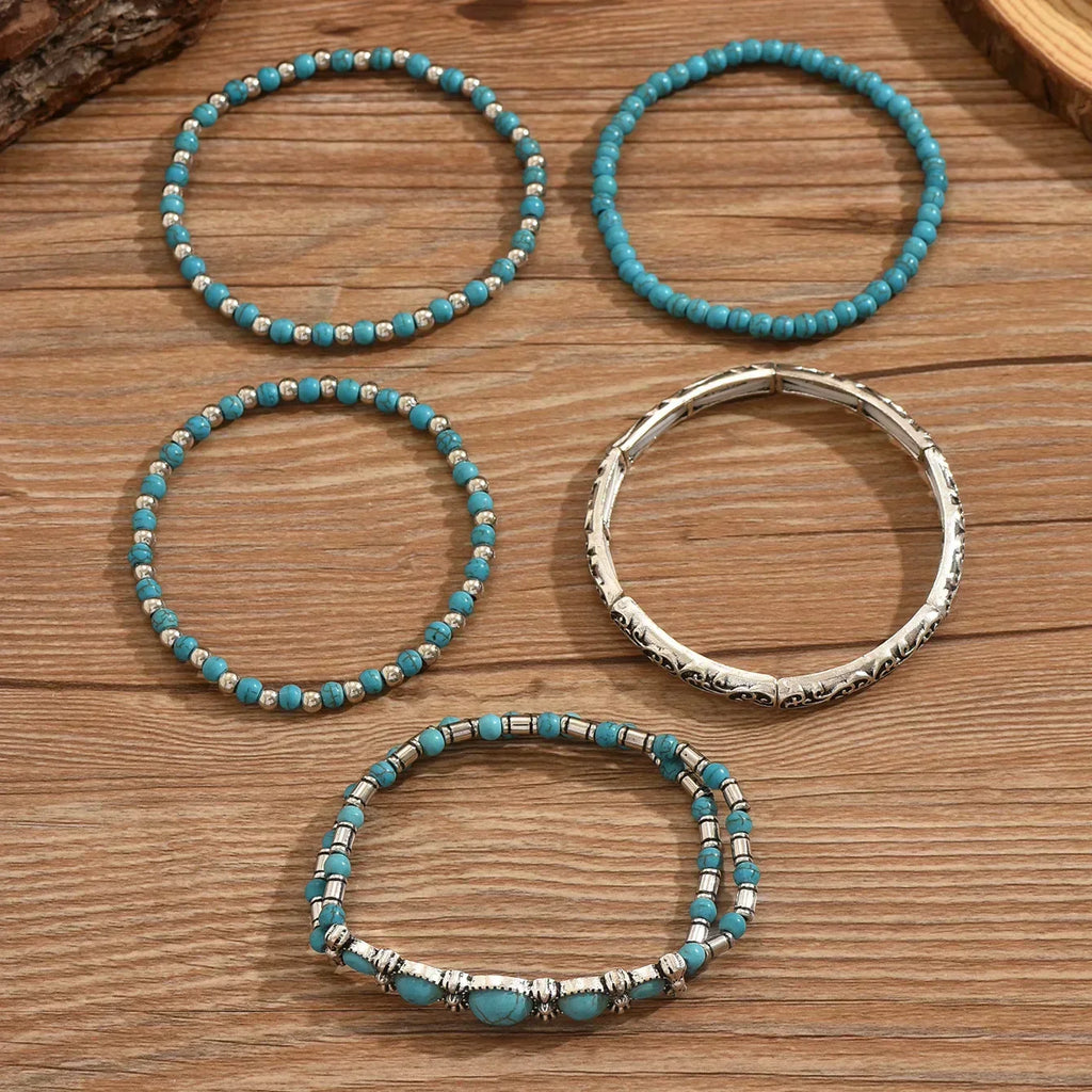 Selavienne™ Bohemian Bracelets with Green and Turquoise Beads